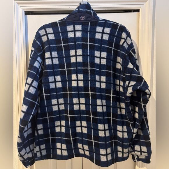 Timberland Weathergear Vtg Full Zip Windowpane Plaid Fleece Jacket - Picture 2 of 10